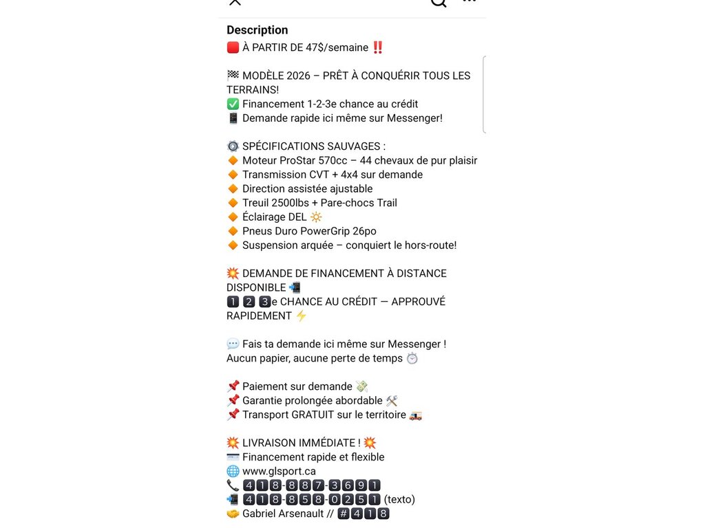 Polaris Sportsman 570 Trail 2026 à vendre